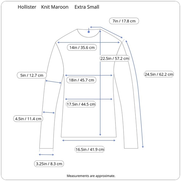 Hollister Knit Maroon Long Sleeve Sweater Raglan Sleeves Yoke Extra Small - Picture 15 of 16